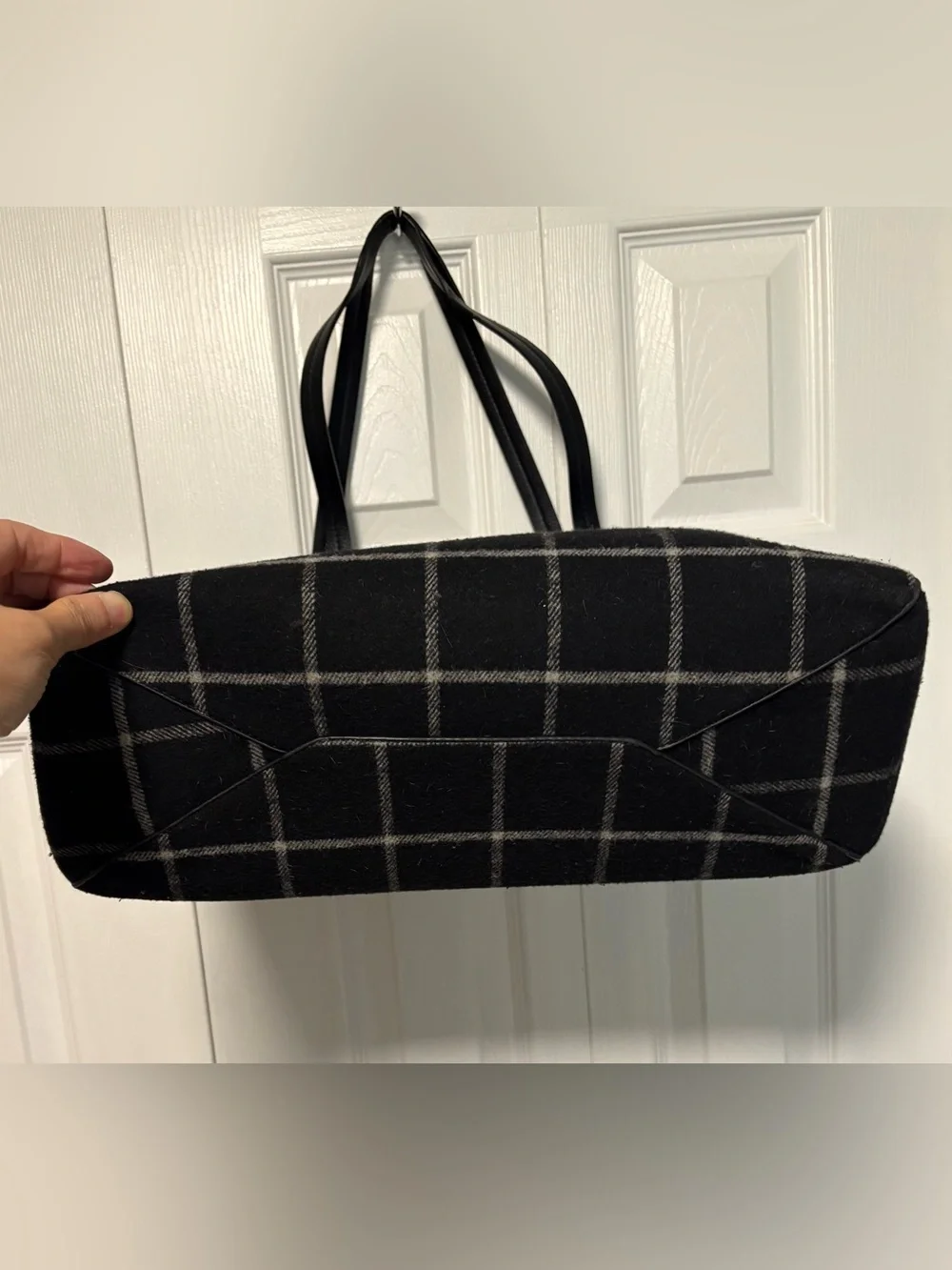 Beautiful Black Plaid Felt Tote Bag
